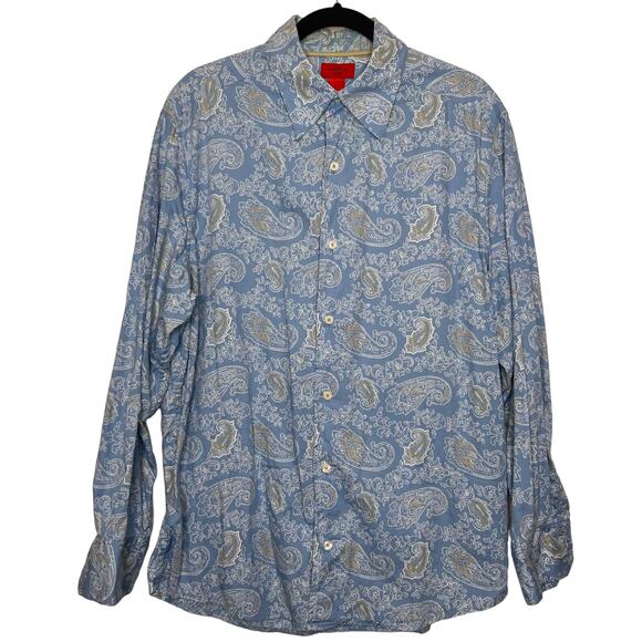 Claiborne Mens Size Large Blue Paisley Dress Shirt Button Down Vintage Y2K - Picture 1 of 8